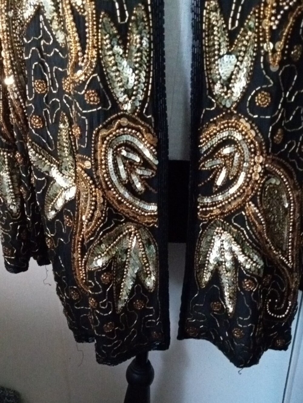 Jakelin Designs 100% Pure Silk Black & Gold Sequin & Beads Plus Size Jacket 3X - Picture 5 of 13